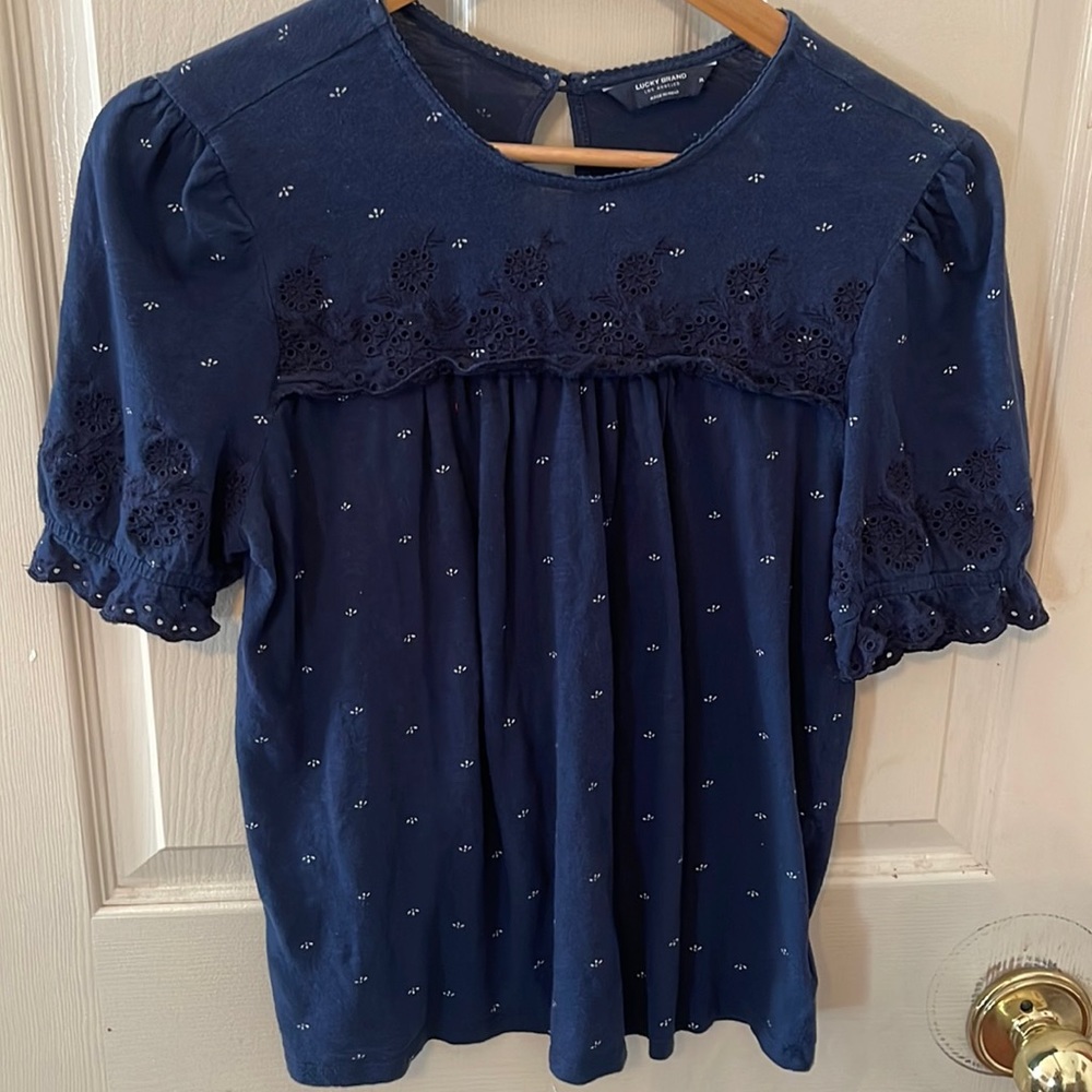 Gorgeous Navy Ruffled top